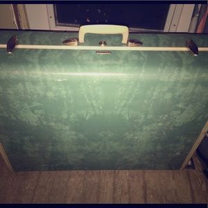 Vintage marbled green Samsonite hard suitcase